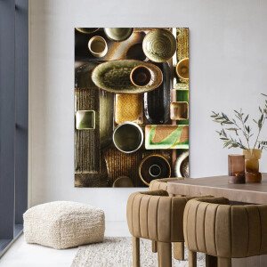 Urban Cotton Wandkleed 'Moss' 110 x 145cm in Frame - black