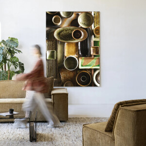 Urban Cotton Wandkleed 'Moss' 80 x 110cm in Frame - black