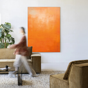 Urban Cotton Wandkleed 'Orange' 145 x 190cm in Frame - black