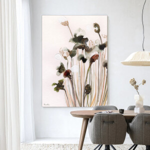 Urban Cotton Wandkleed 'Pastel Flowers 2' 80 x 110cm in Frame - black