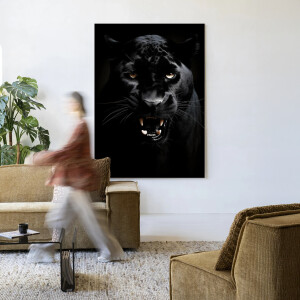 Urban Cotton Wandkleed 'Rawr Panther' 145 x 190cm in Frame - black