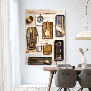 Urban Cotton Wandkleed 'Sand' 145 x 190cm in Frame - black