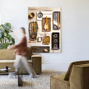 Urban Cotton Wandkleed 'Sand' 110 x 145cm in Frame - black