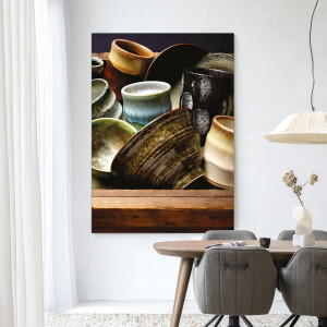 Urban Cotton Wandkleed 'Thousand Herbs' 80 x 110cm in Frame - black
