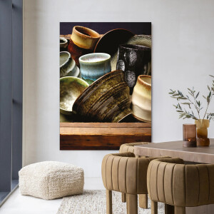 Urban Cotton Wandkleed 'Thousand Herbs' 110 x 145cm in Frame - black