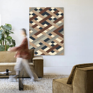 Urban Cotton Wandkleed 'Timber' 110 x 145cm in Frame - black