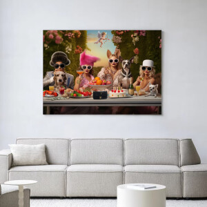 Urban Cotton Wandkleed 'Uptown Table' 80 x 110cm in Frame - black