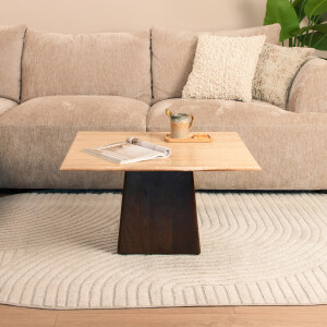 Livingfurn Salontafel 'Valentino' Mangohout en Travertin, 75 x 75cm