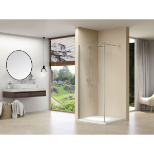 Van Rijn Products ST01 Vaste wand - 90x200cm - helder glas - dikte 8mm - met haaks deel - links en rechts ST0160090ZW