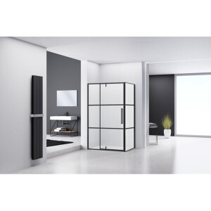 Van Rijn Products ST04 Douchecabine - 118x100x200cm - helder glas - dikte 6mm - zwart ST04350100120KP