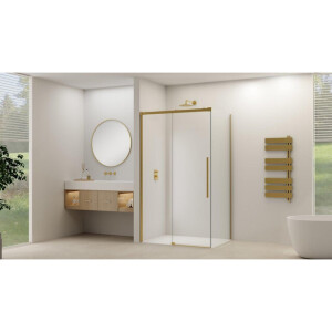 Van Rijn Products ST09 Schuifdeur tbv hoekcabine - 120x200cm - helder glas - soft-close - Messing Geborsteld ST09350120HESB