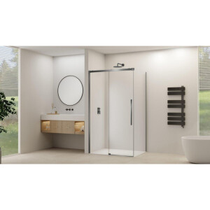 Van Rijn Products ST09 Schuifdeur tbv hoekcabine - 180x200cm - helder glas - soft-close - Gunmetal Geborsteld ST09350180HEGM