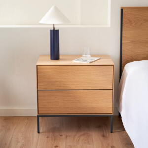 Kave Home Nachtkastje 'Vedrana' Eiken, Met 2 lades