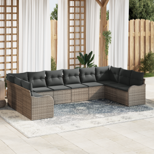 vidaXL Tuin Sofa Set Grijs 344 x 177,5 x 85 cm poly rattan