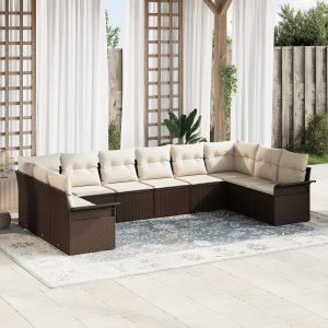 vidaXL Tuin Sofa Set met kussen 10 pcs Bruin poly rattan