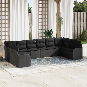 vidaXL Tuin Sofa Set 10 pcs Zwart poly rattan
