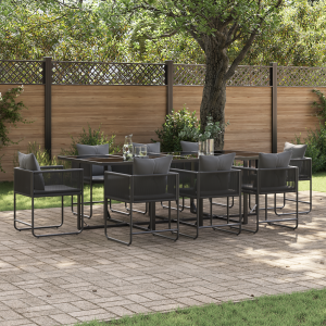 vidaXL 12-delige tuinset met kussens van staal en poly rattan
