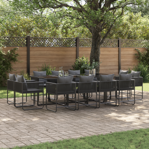 vidaXL 16-delige tuinset met kussens van staal en poly rattan