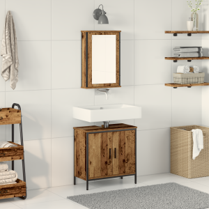vidaXL 2-delige Badkamer Meubel Set Oud Hout Gefabriceerd Hout