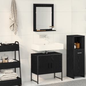 vidaXL 2 Delige Badkamerkast Set Zwart Eiken Engineered Wood
