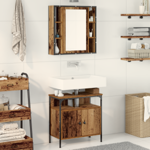 vidaXL 2-delige Badkamermeubelset bewerkt hout oud houtkleurig