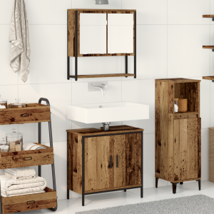 vidaXL Badkamermeubelset met plank met opslag 2 pcs Bruin Bewerkt hout
