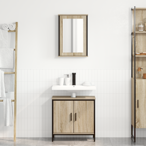 vidaXL Badkamermeubelset met plank met opslag 2 pcs Bruin Bewerkt hout