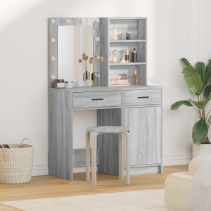 vidaXL 2-Delige Kaptafel Set met LED - Grijs Sonoma Geengineerd Hout