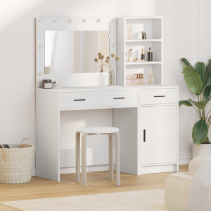 vidaXL 2-delige kaptafelset met LED Verlichting - Wit Houtcomposiet