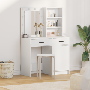vidaXL 2-delige kaptafelset met LED - Witte hout