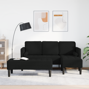 vidaXL 2-delige ligbedset met kussens zwart stof