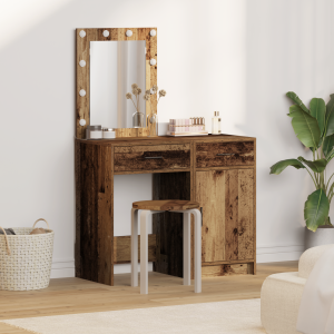 vidaXL 2-Piece Kaptafel Set met LED in Oude Houten Look