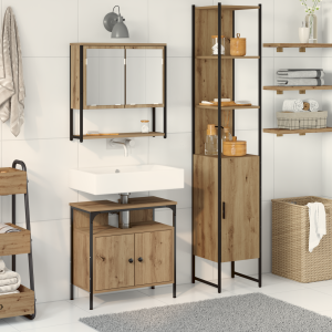 vidaXL 3-delig badkamermeubelset Artisan Eiken Engineered Wood