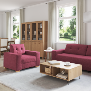 vidaXL Bank 3 pcs Windrood 221 x 80 x 80 cm Linnen-mix stof