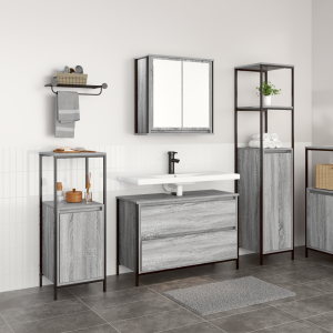 vidaXL Badkamermeubelset met lade 3 pcs Grijs Sonoma Bewerkt hout