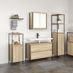 vidaXL Badkamermeubelset met lade 3 pcs Sonoma Eiken Bewerkt hout
