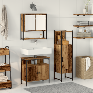 vidaXL 3-delige Badmeubelset Oud Hout Geperst Hout