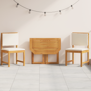 vidaXL 3-delige Bistroset voor in de Tuin met Kussens van Massief Acaciahout