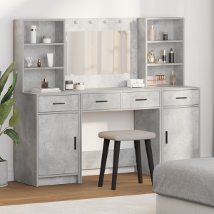 vidaXL 3-delige Kaptafel Set Beton Grijs Gelaagd Hout