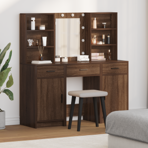 vidaXL 3-delige kaptafel set - Bruin Eiken Hout