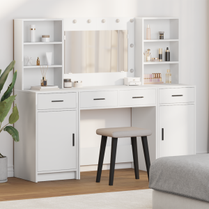 vidaXL 3-delige Kaptafel Set Wit Gelaagd Hout