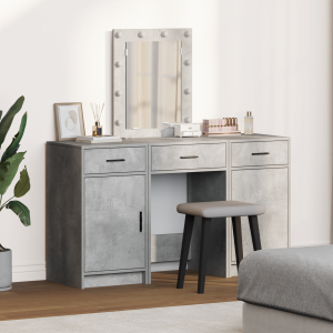 vidaXL 3-delige kaptafelset met LED in betonlook van gefabrificeerd hout