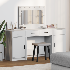 vidaXL 3-delige Kaptafelset met LED, Wit Gelaagd Hout