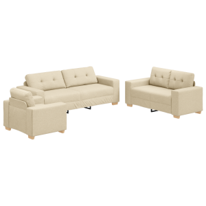 vidaXL 3-delige ligbedset met kussens in crème stof