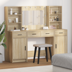 vidaXL 3-delige make-uptafelset van sonoma eikenhout