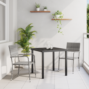 vidaXL 3-delige tuin eetset Grijs Poly Rattan