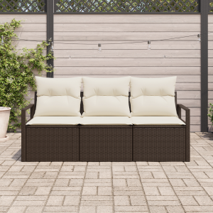 vidaXL Bankstel 3 pcs Bruin poly rattan