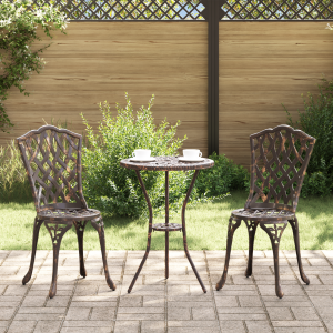 vidaXL 3-delige Tuinbistroset gietaluminium bronskleurig