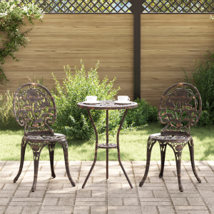 vidaXL 3-delige Tuinbistroset gietaluminium bronskleurig
