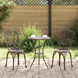 vidaXL 3-delige Tuinbistroset gietaluminium bronskleurig